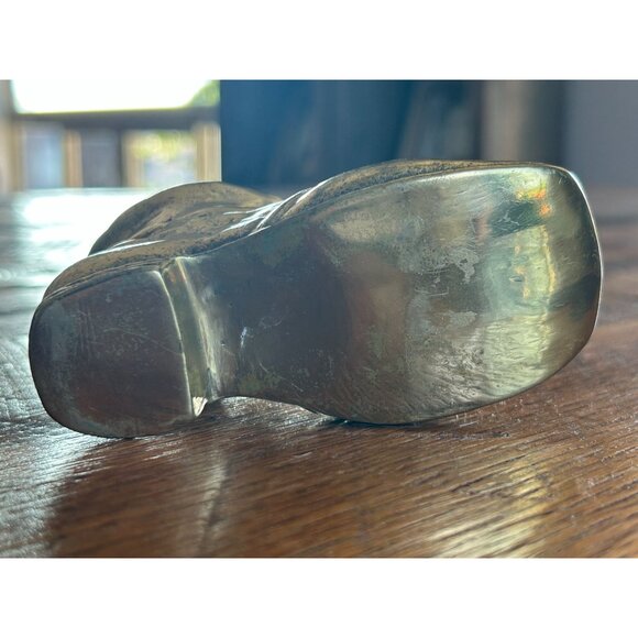 Antique Solid Brass shoe Match Holder With Mouse Figurine - Picture 4 of 8